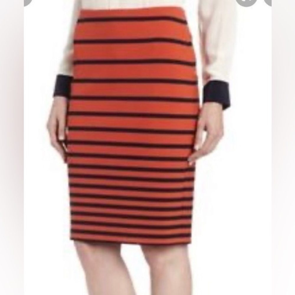Halston Heritage Striped Pencil Skirt, 4, blue orange, EUC